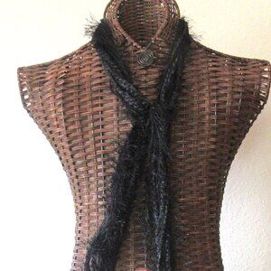 Black Yarn Scarf 74in Winter Multi Strands Wash Dry Handmade